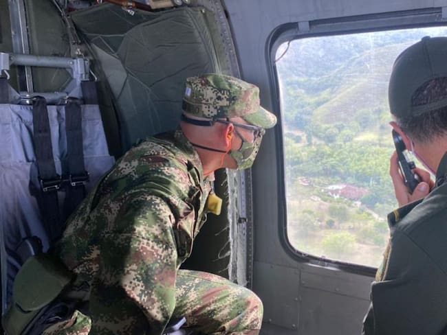 Vista aérea del lugar de la masacre en zona rural de Buga