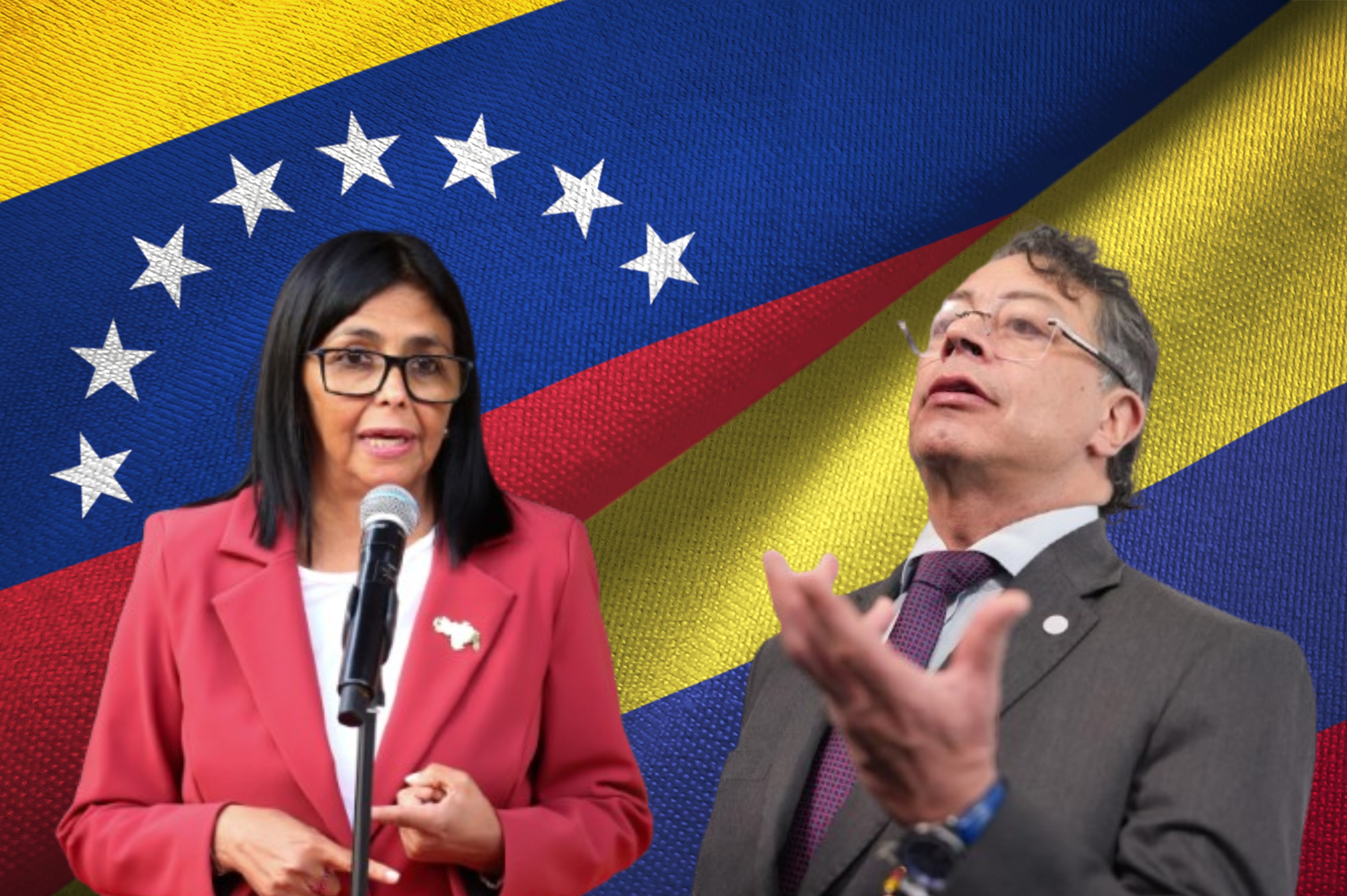 Imagen de referencia. Ilustración banderas - Gustavo Petro - Delcy Rodríguez: Getty Images. 