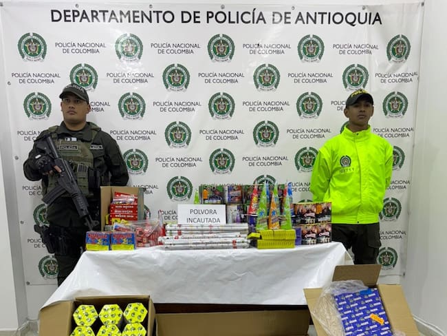 Pólvora incautada en El Peñol. Foto: Policía Ant.