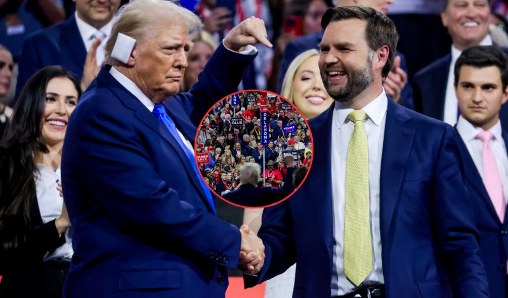 Candidato republicano Donald Trump y su fórmula vicepresidencial, JD Vance. (Foto: EFE / Caracol Radio )