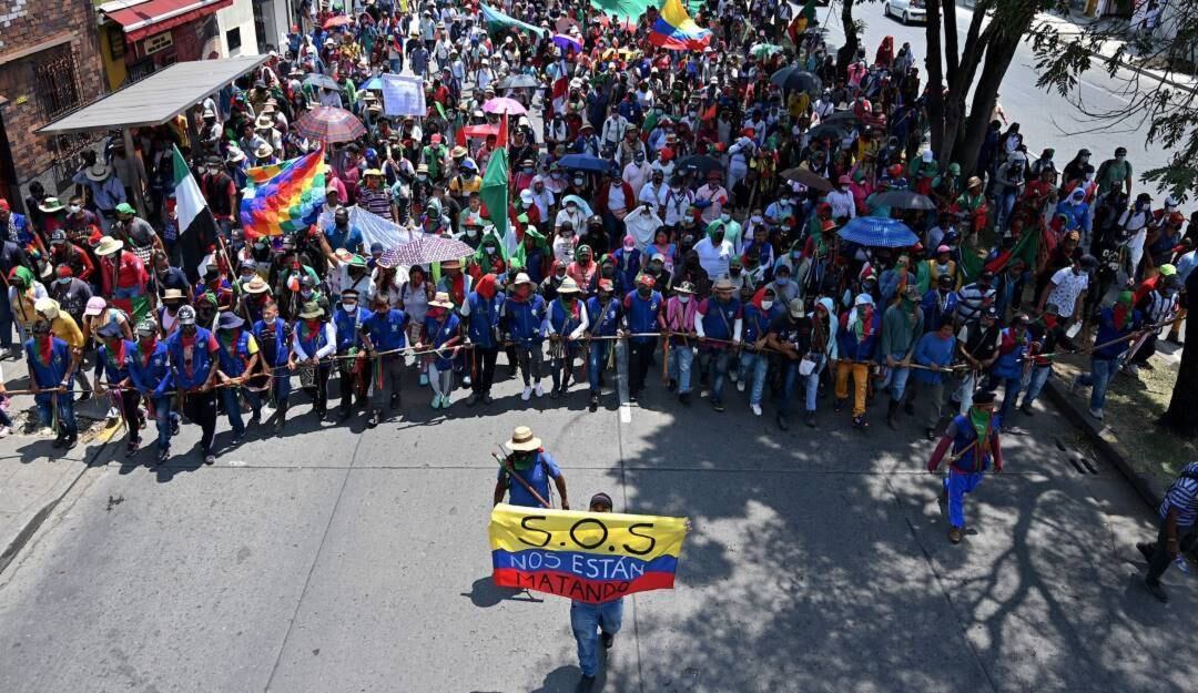 Manifestaciones contra la violencia y asesinato de líderes sociales y defensores de derechos humanos en Colombia.        Foto: Getty