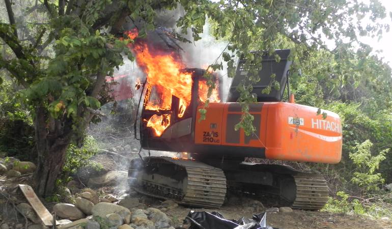 La operación contra la minería ilegal fue desaarrollada por el Ejército y la Policía, en el municipio de El Tambo, Cauca.