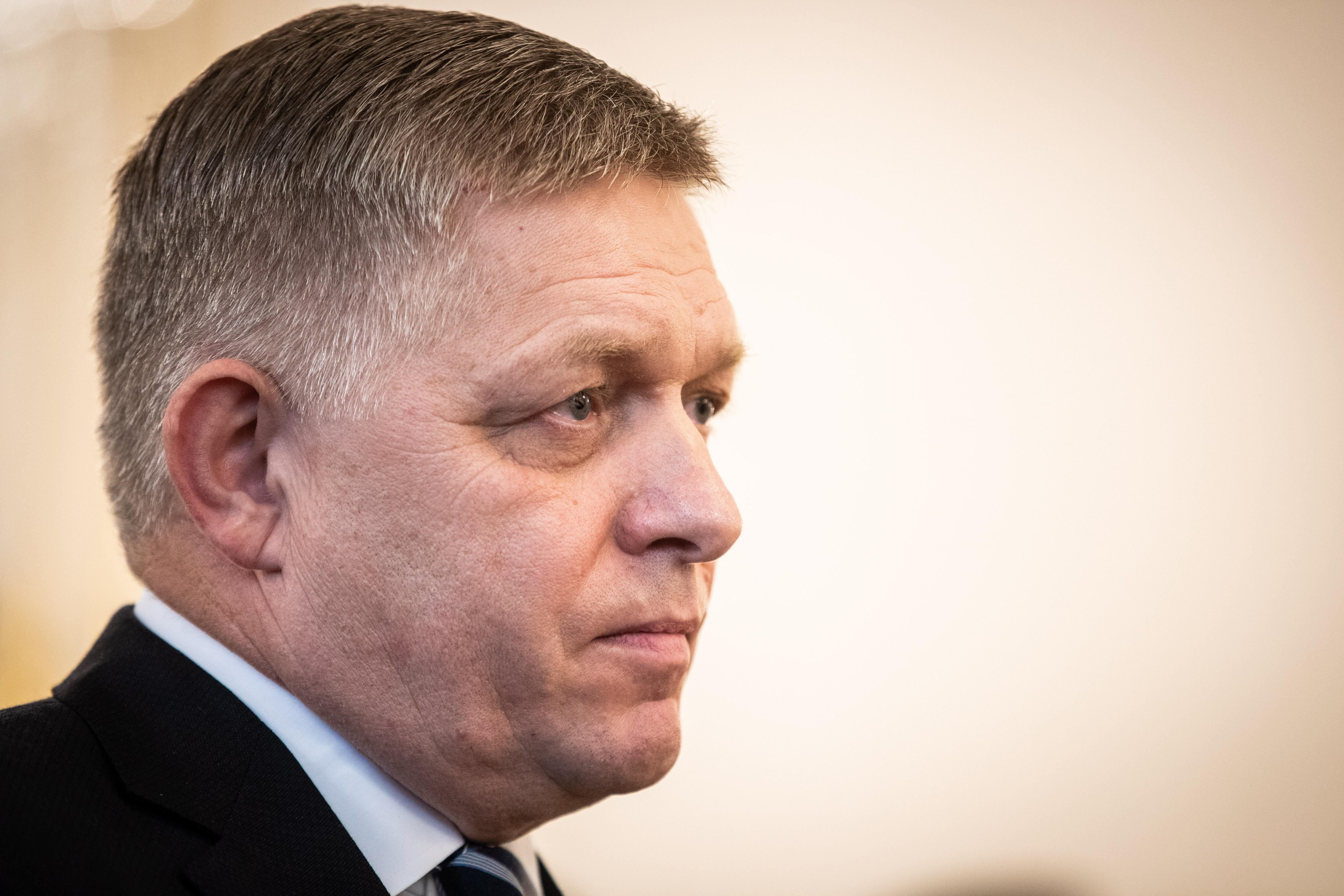 Bratislava (Slovakia (slovak Republic)), 25/10/2023.- (FILE) - Slovakia's newly appointed Prime Minister Robert Fico attends the new cabinet's inauguration at the Presidential Palace in Bratislava, Slovakia, 25 October 2023 (reissued 15 May 2024). According to Slovakia'Äôs national news agency TASR, Fico was rushed to hospital on 15 May after being shot in the town of Handlova, 180 kilometers north-east of Bratislava, at the end of a meeting of the Slovak cabinet. (Eslovaquia) EFE/EPA/JAKUB GAVLAK