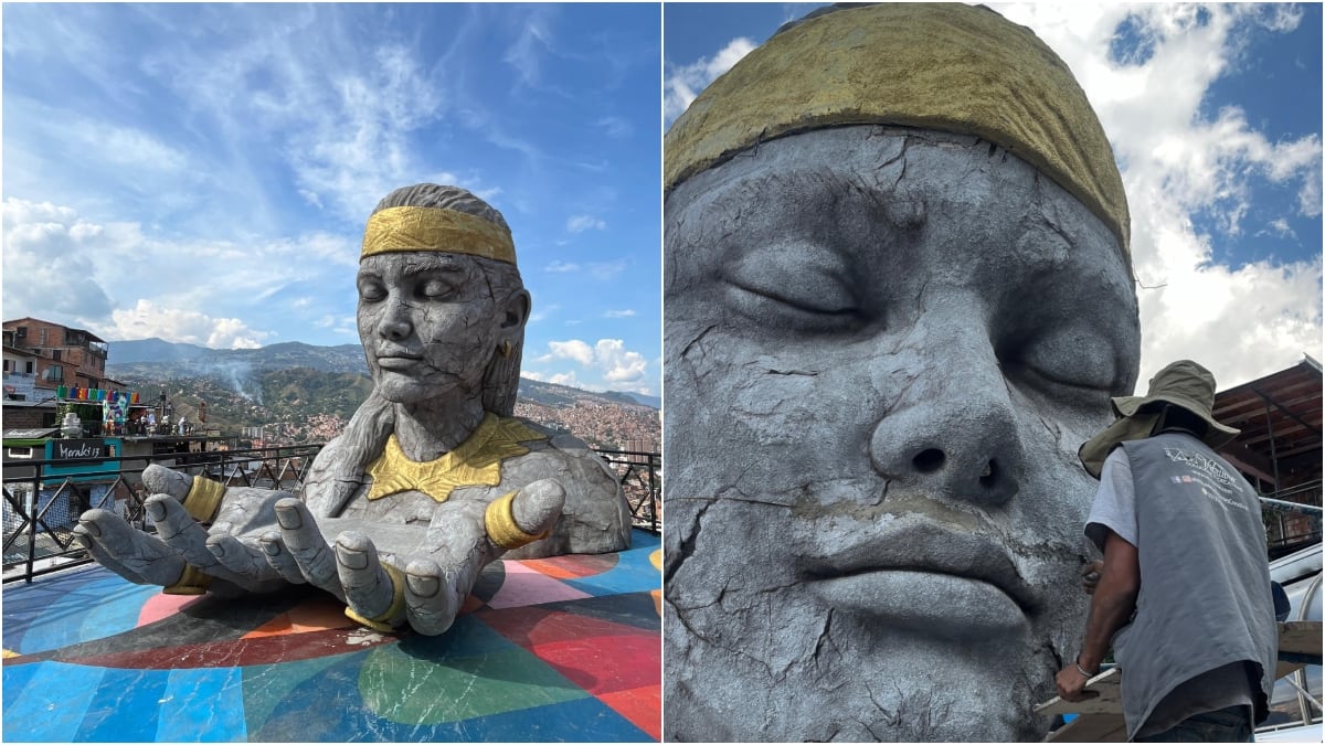 Escultura Pachamama en 3D, Comuna 13 de Medellín. Fotos: Cortesía