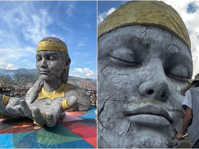 Escultura Pachamama en 3D, Comuna 13 de Medellín. Fotos: Cortesía