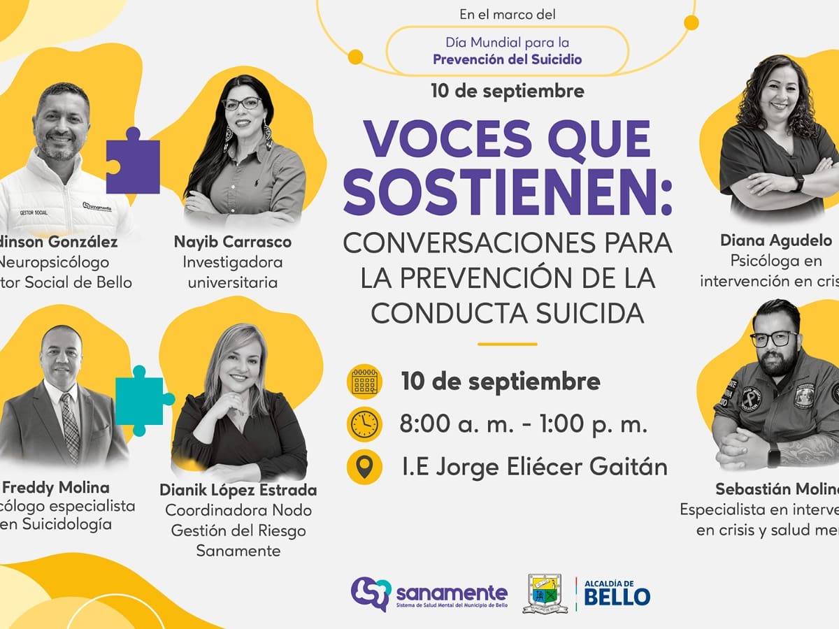 El Foro Municipal “Voces que sostienen”, llega este jueves para hablar de salud mental en Bello