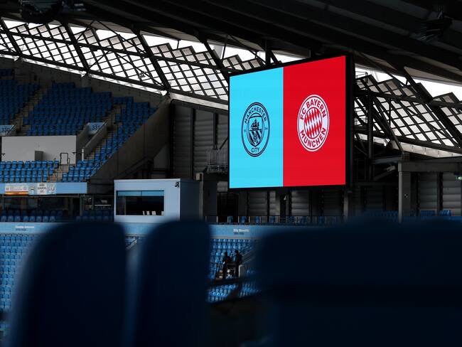 MANCHESTER, ENGLAND - APRIL 11: General view inside the stadium ahead of the UEFA Champions League quarterfinal first leg match between Manchester City and FC Bayern München at Etihad Stadium on April 11, 2023 in Manchester, England. (Photo by Jan Kruger - UEFA/UEFA via Getty Images)