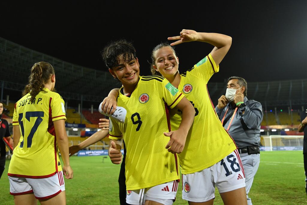 Jugadoras de Colombia celebran un gol (Foto por Masashi Hara - FIFA/FIFA via Getty Images)