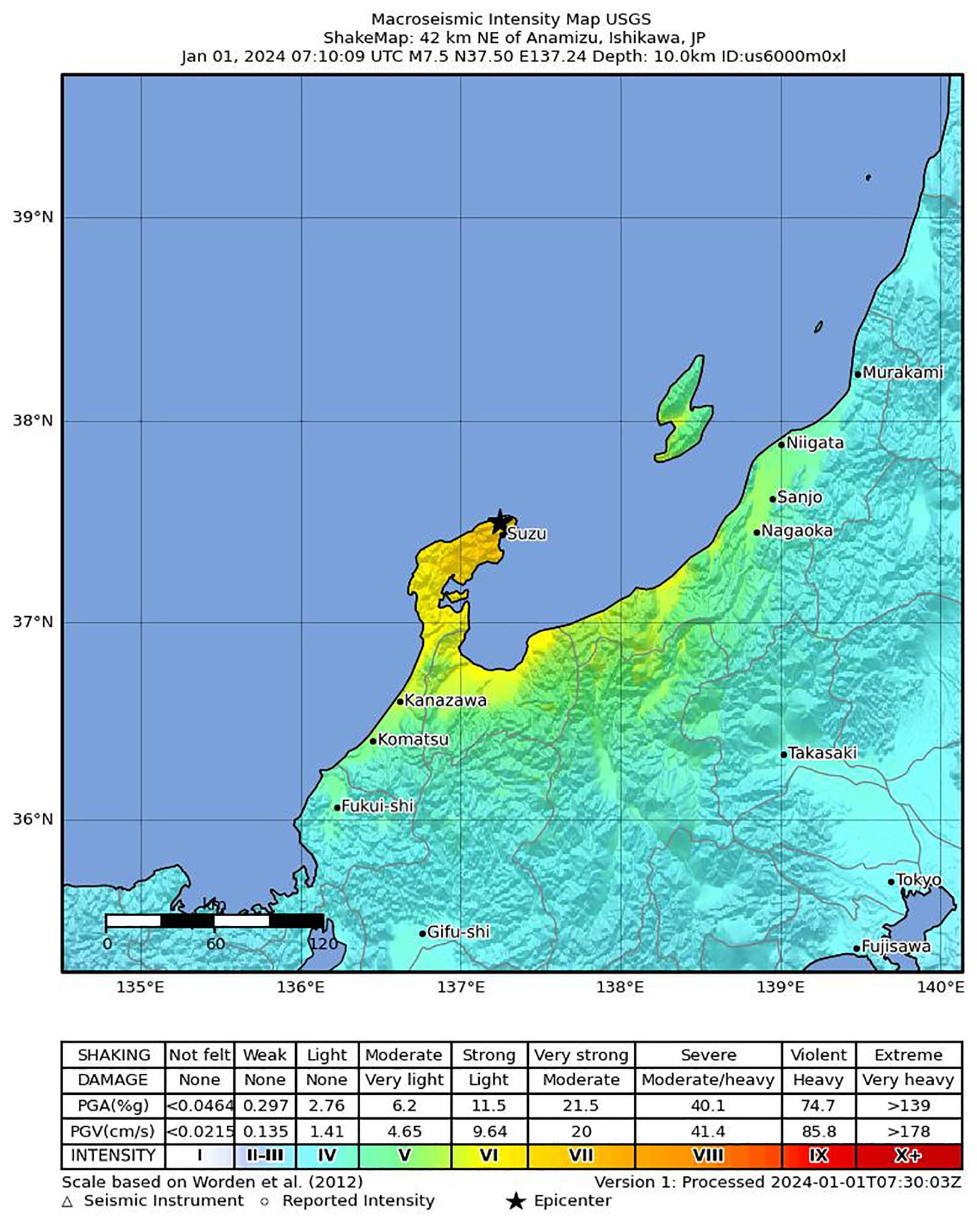 Noto Region (Japan), 01/01/2024.- EFE/EPA/USGS HANDOUT HANDOUT EDITORIAL USE ONLY/NO SALES HANDOUT EDITORIAL USE ONLY/NO SALES