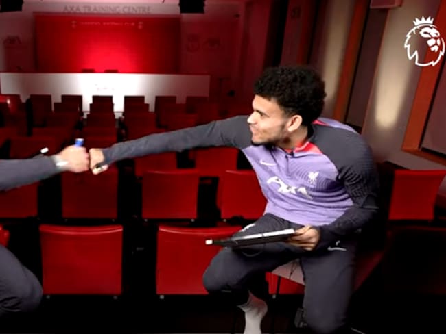Luis Díaz y Darwin Núñez durante el test de la Premier League / Youtube: Premier League.