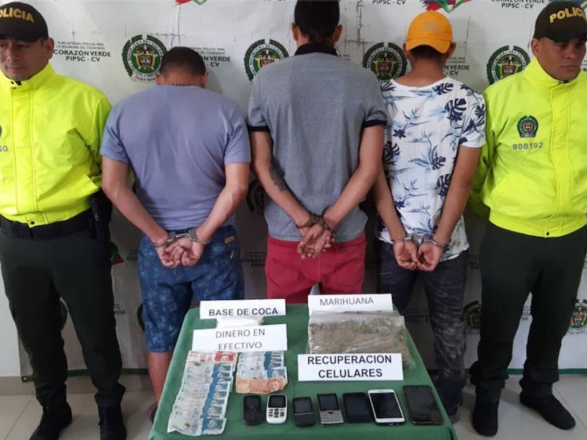 Tres personas capturadas en Caldas por presunto tráfico de estupefacientes