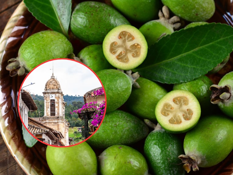 Muchas feijoas en un recipiente sobre una mesa de madera / Municipio boyacense conocido por la producción de esta fruta (Getty Images)