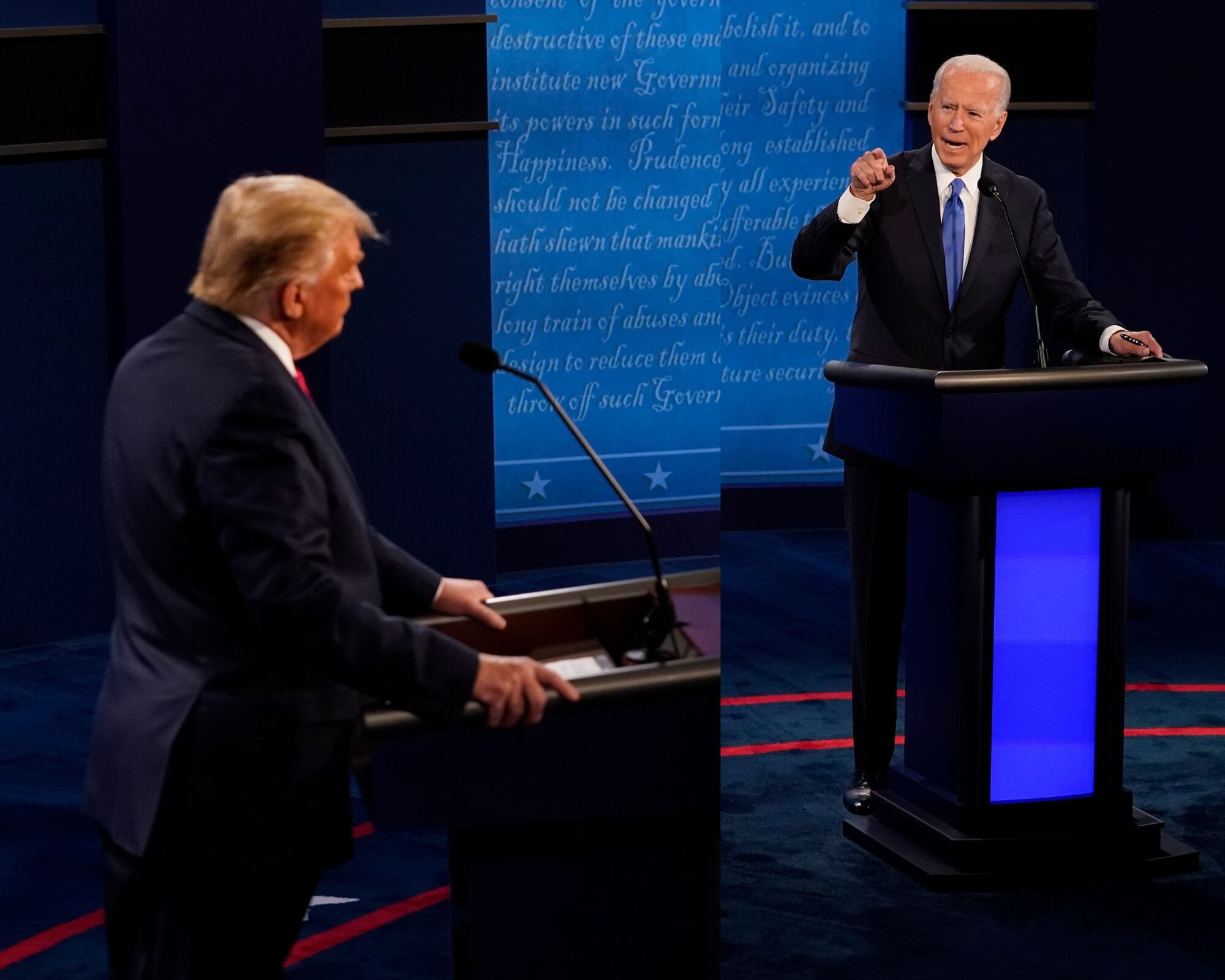 Debate presidencial entre Joe Biden y Donald Trump durante la campaña presidencial en 2020.
(Foto: Getty / Caracol Radio )
