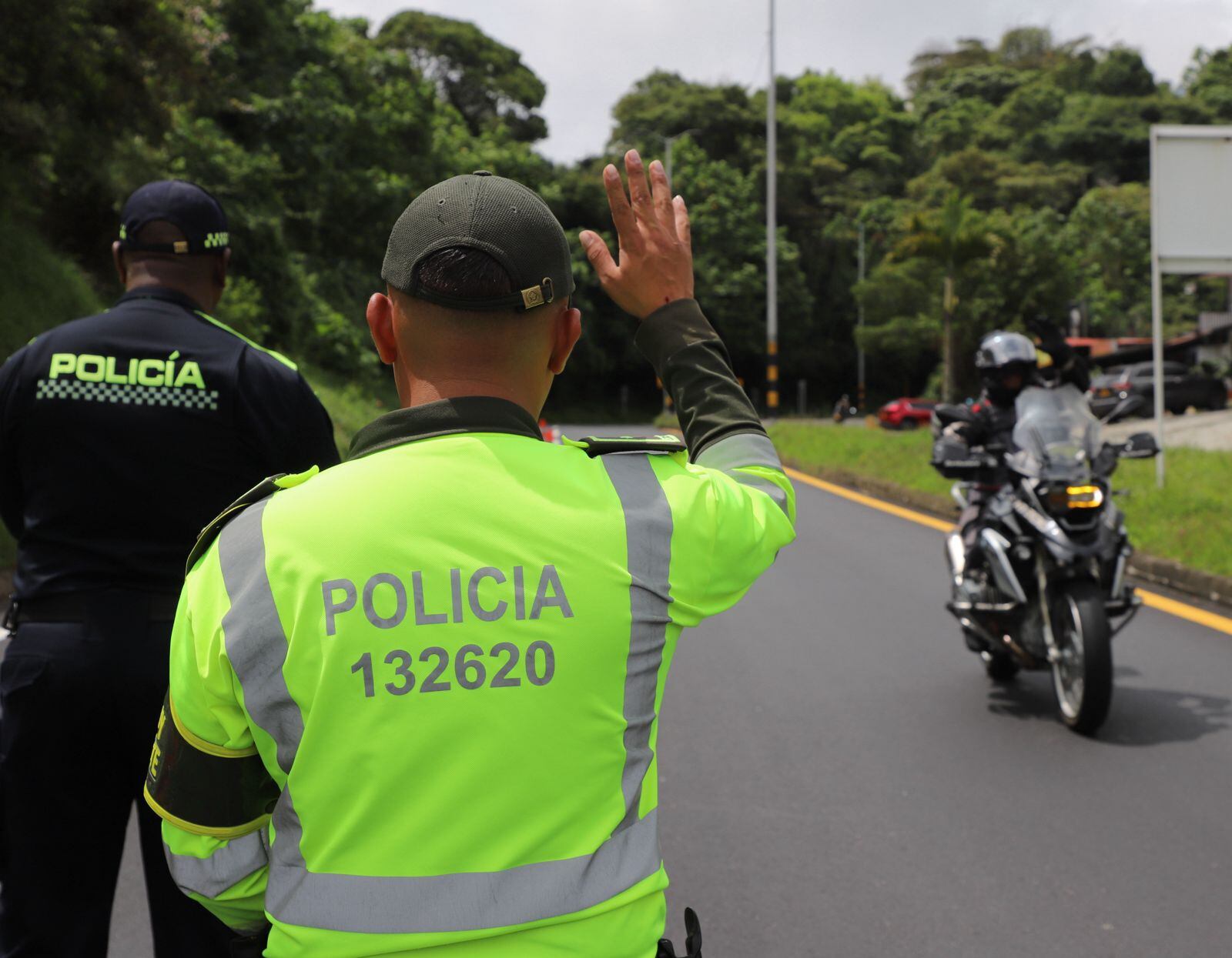Área de prevención en la salida de Manizales hacia Risaralda y Antioquia. Foto: Policía Caldas.