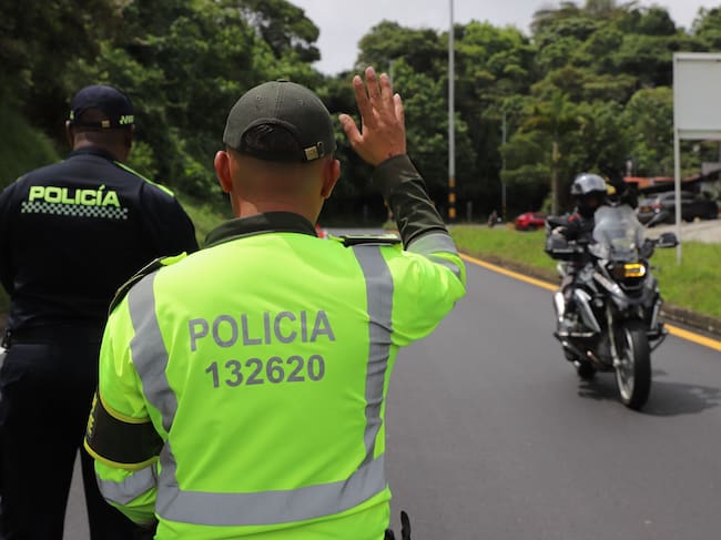 Área de prevención en la salida de Manizales hacia Risaralda y Antioquia. Foto: Policía Caldas.