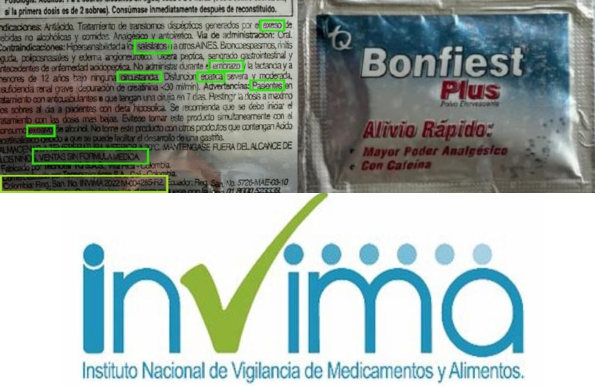 Invima y Bonfiest Plus. Foto: Invima / Suministrada