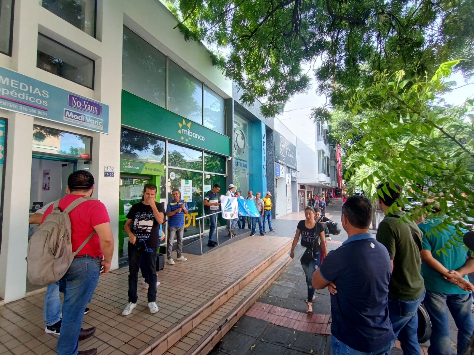 Protesta de trabajadores de entidades bancarias en Cúcuta / Foto: Cortesía