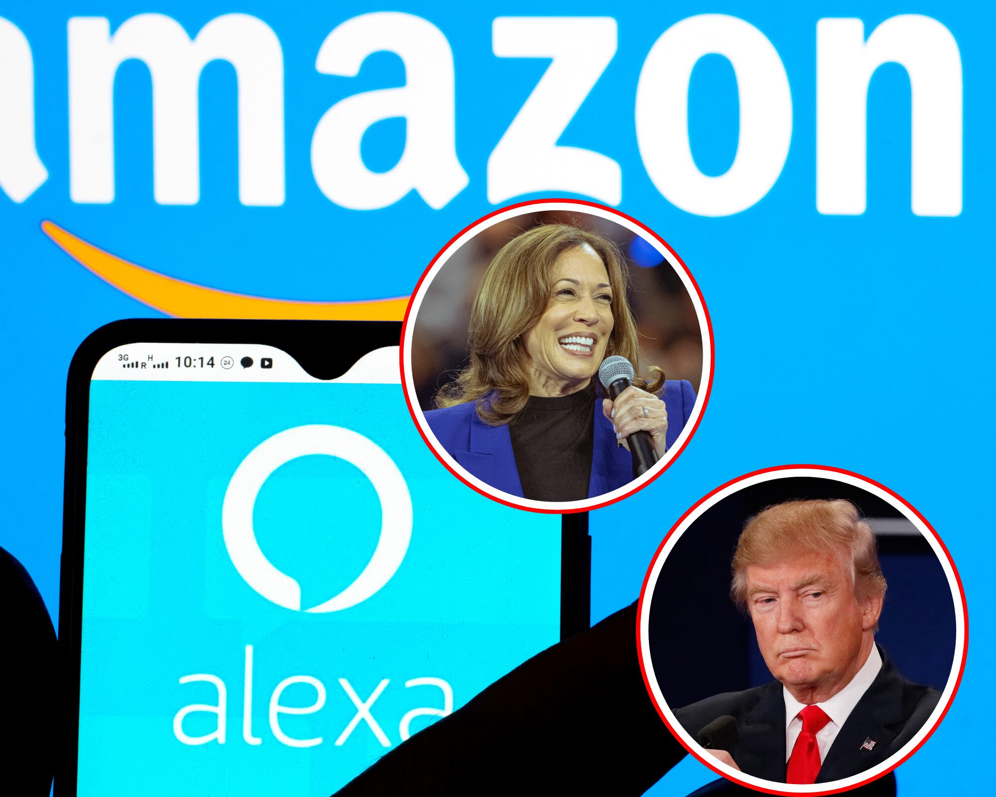 En redes sociales algunas personas denuncian que la asistente Alexa ofrece razones para apoyar a la vicepresidenta Kamala Harris pero no responde cuando le preguntan por qué votar por Donald Trump.  
(Foto: Getty / Caracol Radio)