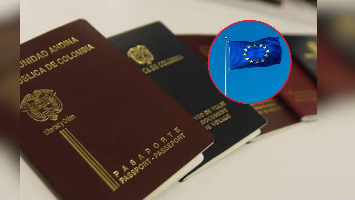 Pasaporte colombiano / Bandera de la Unión Europea (Getty Images)