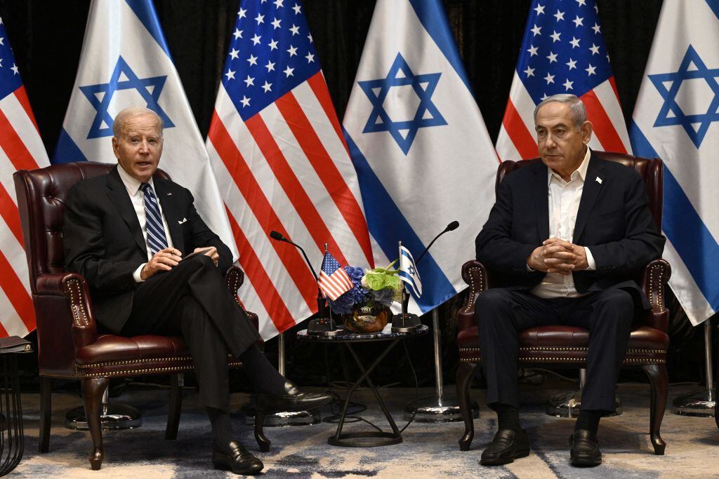 Joe Biden Y Netanyahu . (Photo by Brendan SMIALOWSKI / AFP) (Photo by BRENDAN SMIALOWSKI/AFP via Getty Images)