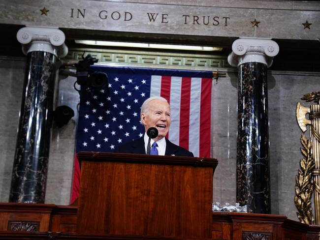 Washington (United States), 08/03/2024.- US President Joe Biden delivers his third State of the Union address in the House Chamber of the US Capitol in Washington, DC, USA, 07 March 2024. EFE/EPA/SHAWN THEW / POOL