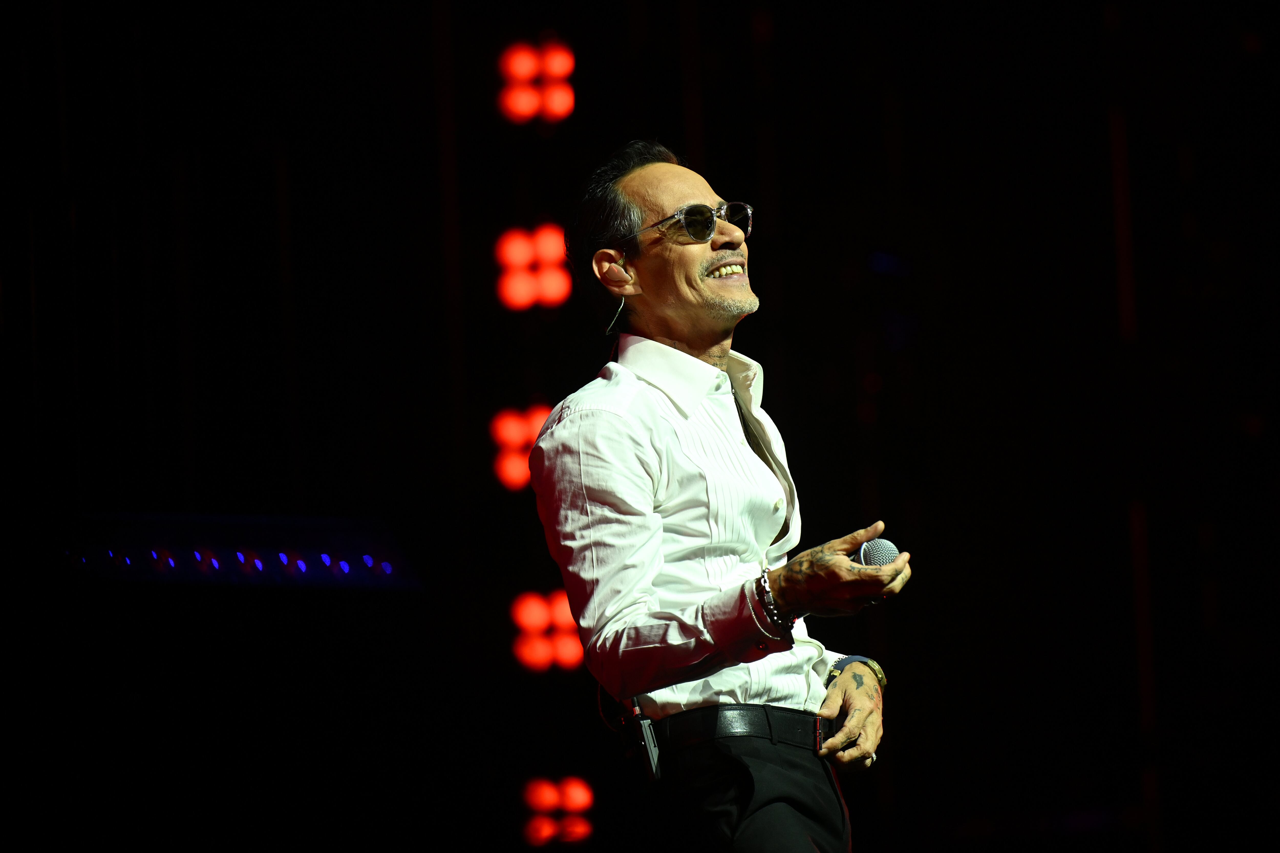 LAS VEGAS, NEVADA - FEBRUARY 13: Marc Anthony performs onstage during the debut of his new Las Vegas residency "VEGAS…MY WAY!" at BleauLive Theater inside Fontainebleau Las Vegas on February 13, 2026 in Las Vegas, Nevada. (Photo by Denise Truscello/Getty Images for Live Nation Las Vegas)