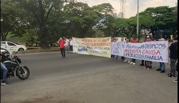 Manifestación sindical en Medellín. Foto: Captura de pantalla video de SINALTRAFAMILIA.