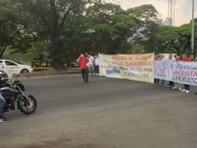 Manifestación sindical en Medellín. Foto: Captura de pantalla video de SINALTRAFAMILIA.