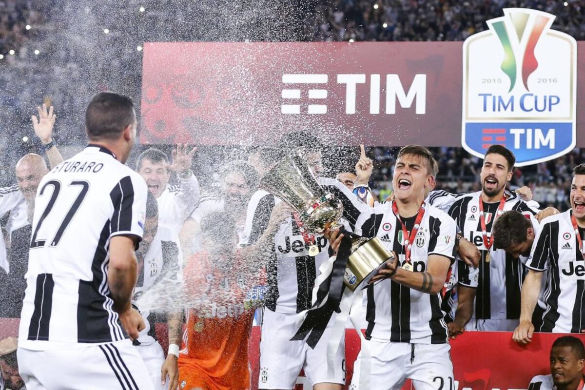 Celebración de jugadores de Juventus.