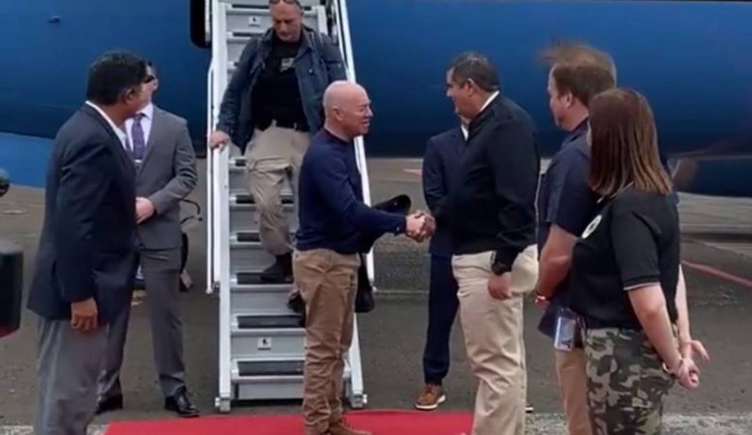 Llegada del secretario de Seguridad Nacional de Estados Unidos, Alejandro Mayorkas, a Panamá.                    Foto: Captura de Pantalla @DHSgov