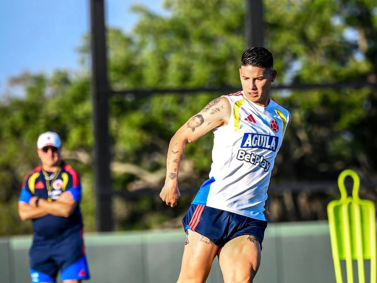 James Rodríguez en su primer entrenamiento con la Selección Colombia / FCF.