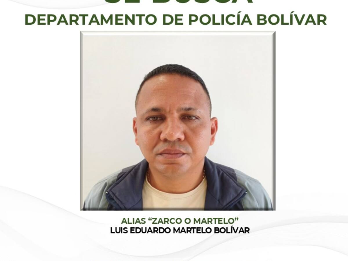 Policía de Bolívar busca a ‘Zarco’ o ‘Martelo’: es señalado de hurto y extorsión
