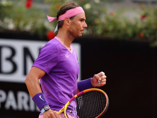 Rafael Nadal festeja su victoria en Roma ante Sinner.