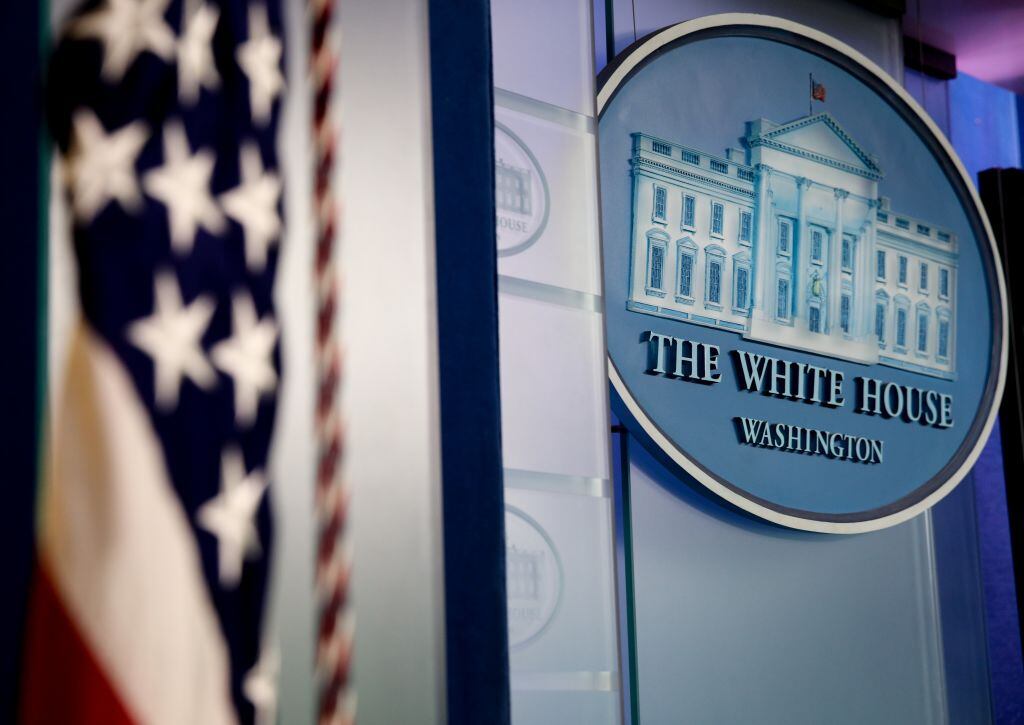 WASHINGTON, USA - MAY 15: White House sign and logo  (Photo by Yasin Ozturk/Anadolu Agency/Getty Images)