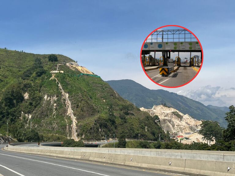 Peaje y al fondo el sector areneros de la vía Pacífico 1 (Fotos vía Getty Images y COLPRENSA)