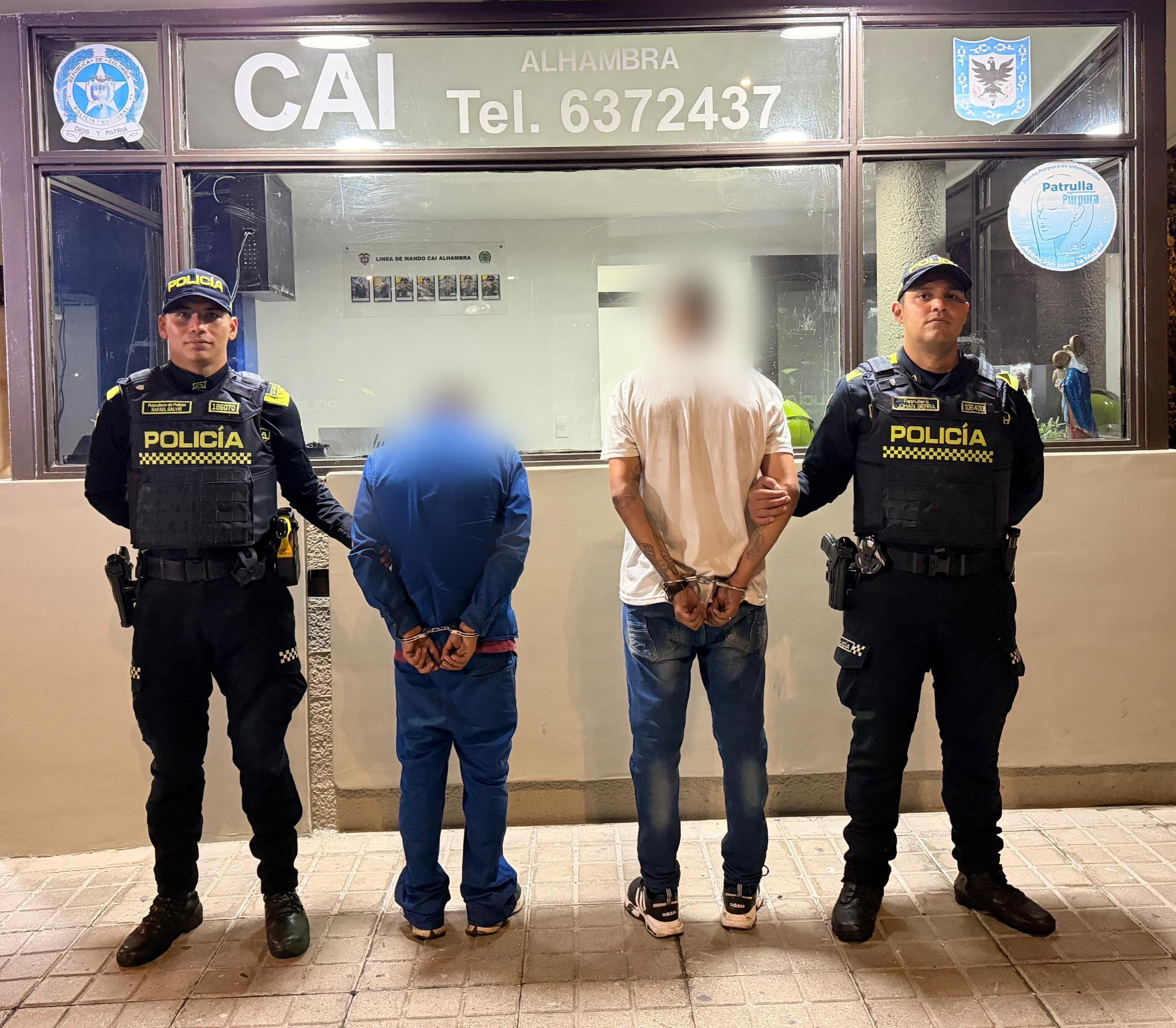 Capturados en el norte de Bogotá. Cortesía Policía Metropolitana de Bogotá