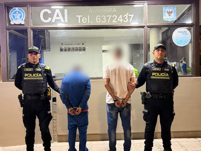 Capturados en el norte de Bogotá. Cortesía Policía Metropolitana de Bogotá