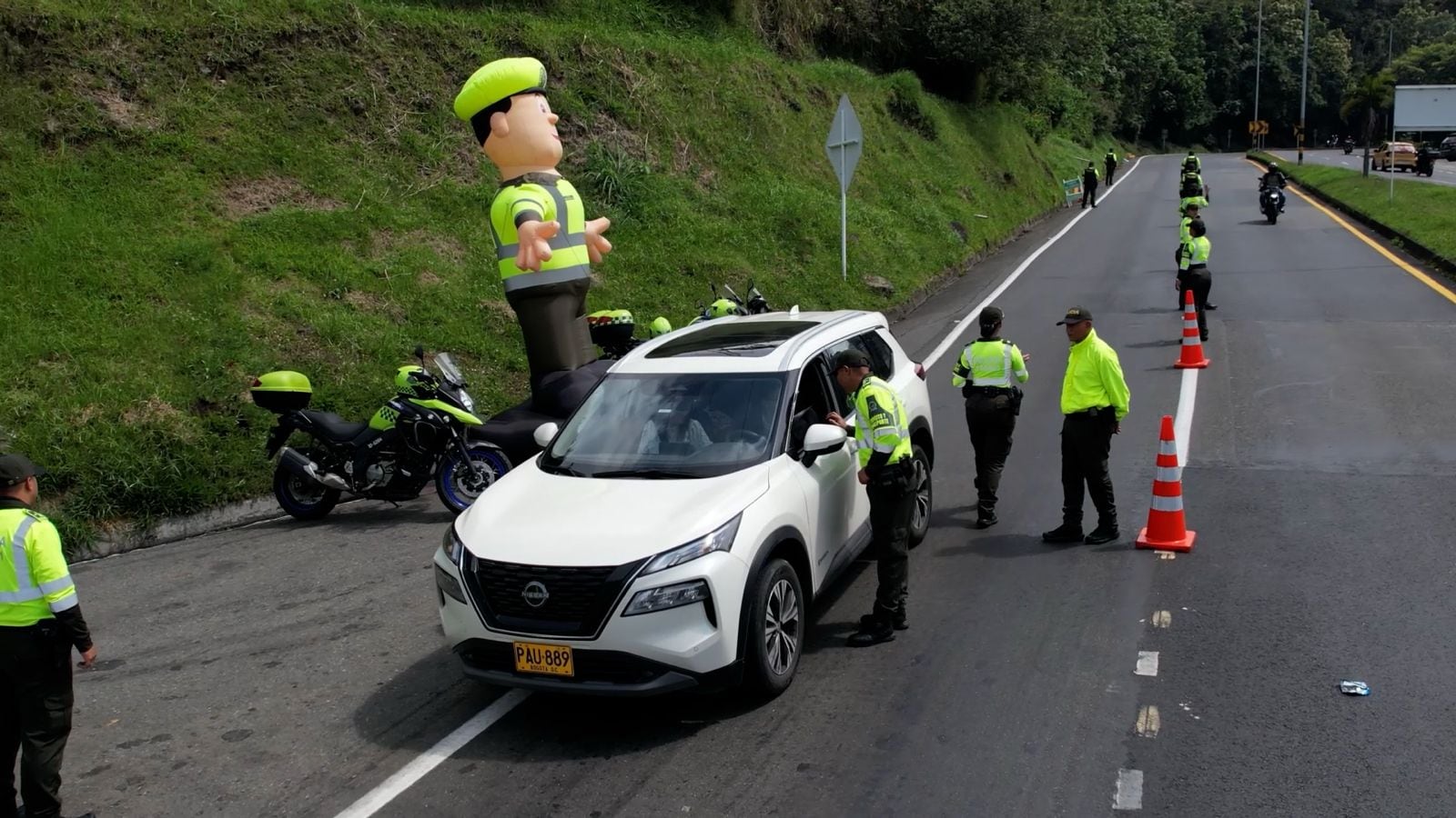 Área de prevención en el sector de La Estampilla, salida de Manizales hacia Medellín y Pereira. Foto: Policía Caldas.