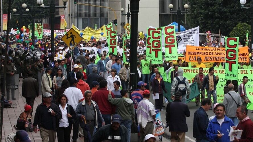 Marcha de sindicatos. Foto: Colprensa