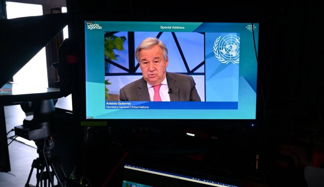 El secretario general de Naciones Unidas, Antonio Guterres, durante su participación en el Foro de Davos.       Foto: Getty 