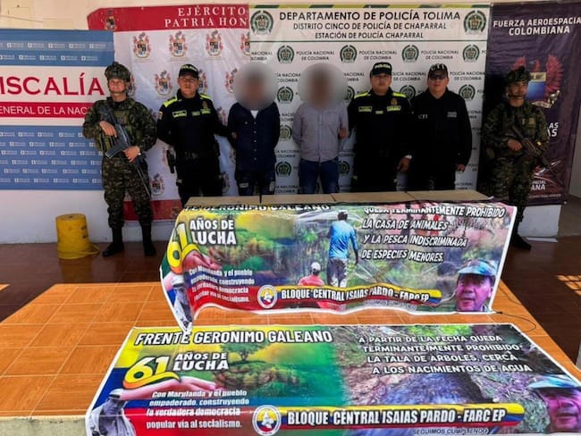 Capturan al cabecilla logístico y un sicario de las disidencias de Iván Mordisco en el Tolima