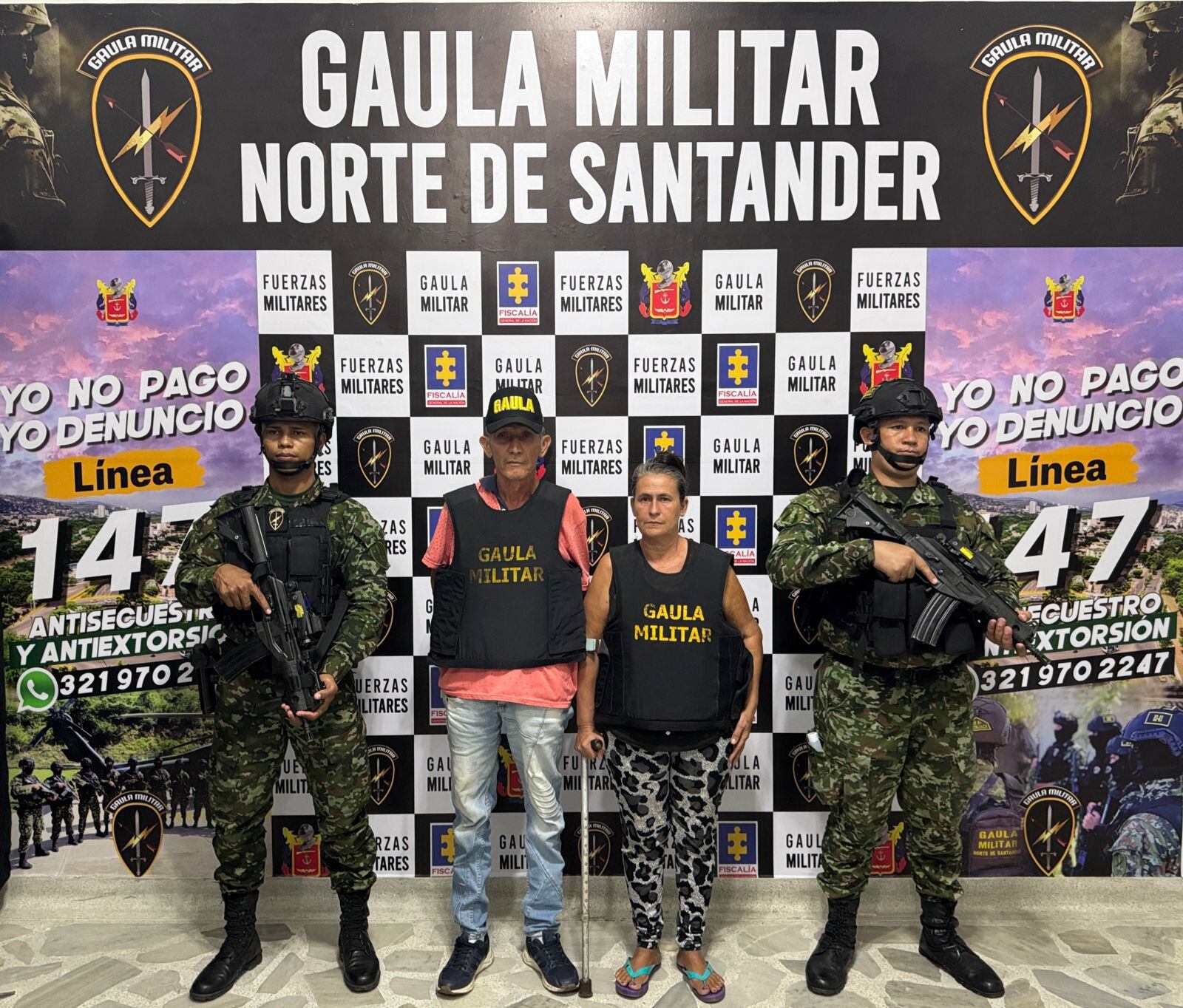 Pareja rescatada por el Gaula en Urimaco / Foto: Ejército Nacional