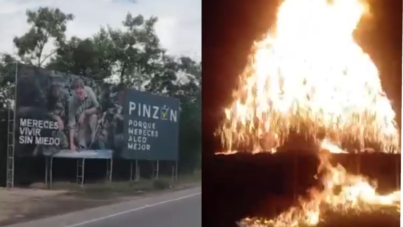 Incendian valla de candidato presidencial en El Zulia, Norte de Santander. / Foto: Cortesía.
