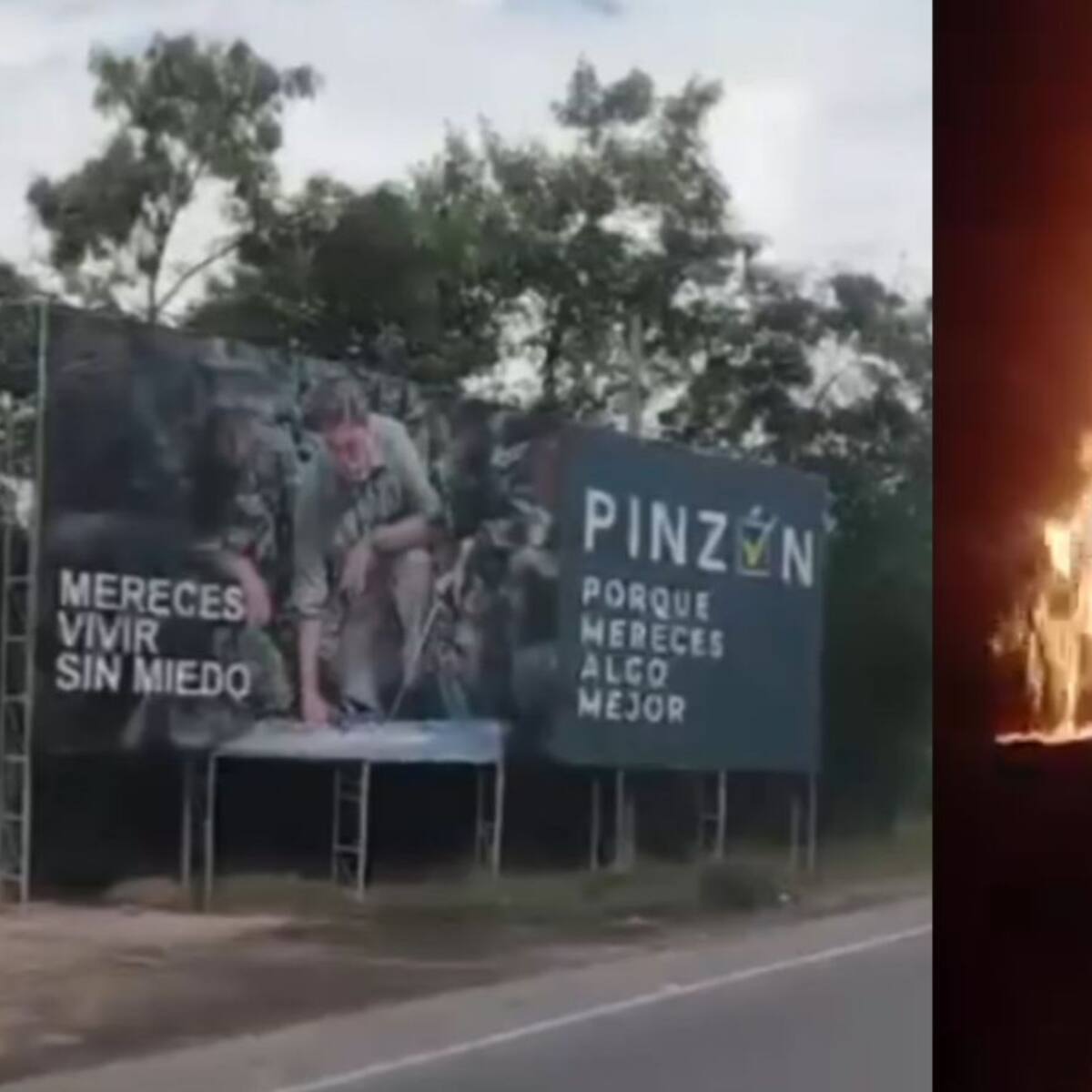 Autoridades investigan quema de valla de candidato presidencial en Norte de Santander