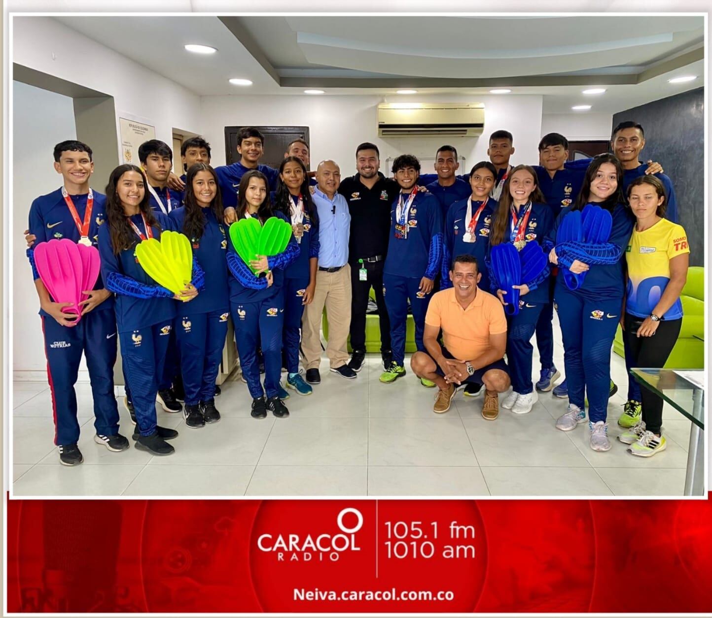 La selección Huila de natación con aletas, que viajó en la mañana de este miércoles a Medellín para competir en el campeonato nacional a celebrarse del 4 al 7 de mayo.