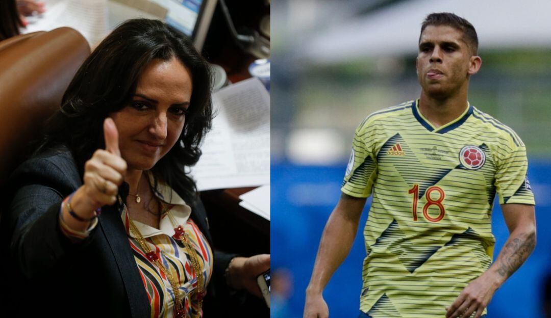 Cuellar le regala camiseta de la Selección Colombia a María Fernanda Cabal