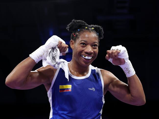 Angie Valdés celebra su primera victoria en París 2024. (Photo by Richard Pelham/Getty Images)