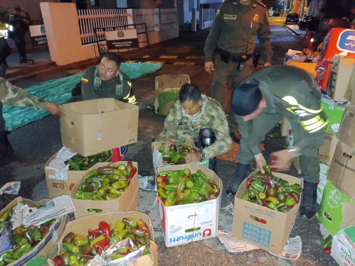 En el Huila, incautan millonario cargamento de marihuana oculto en cajas de pimentón