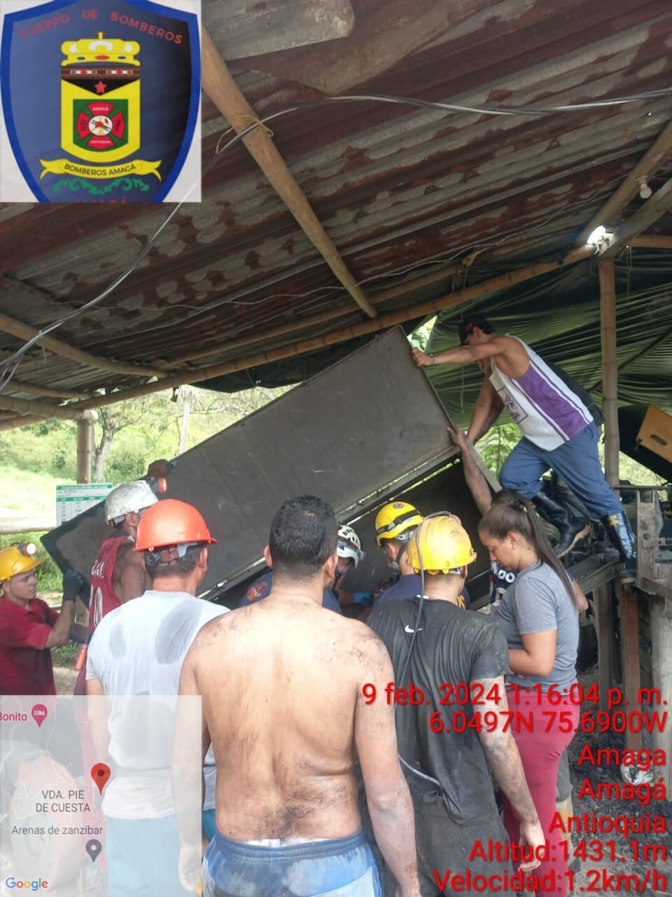 Accidente minero en Amagá- foto bomberos