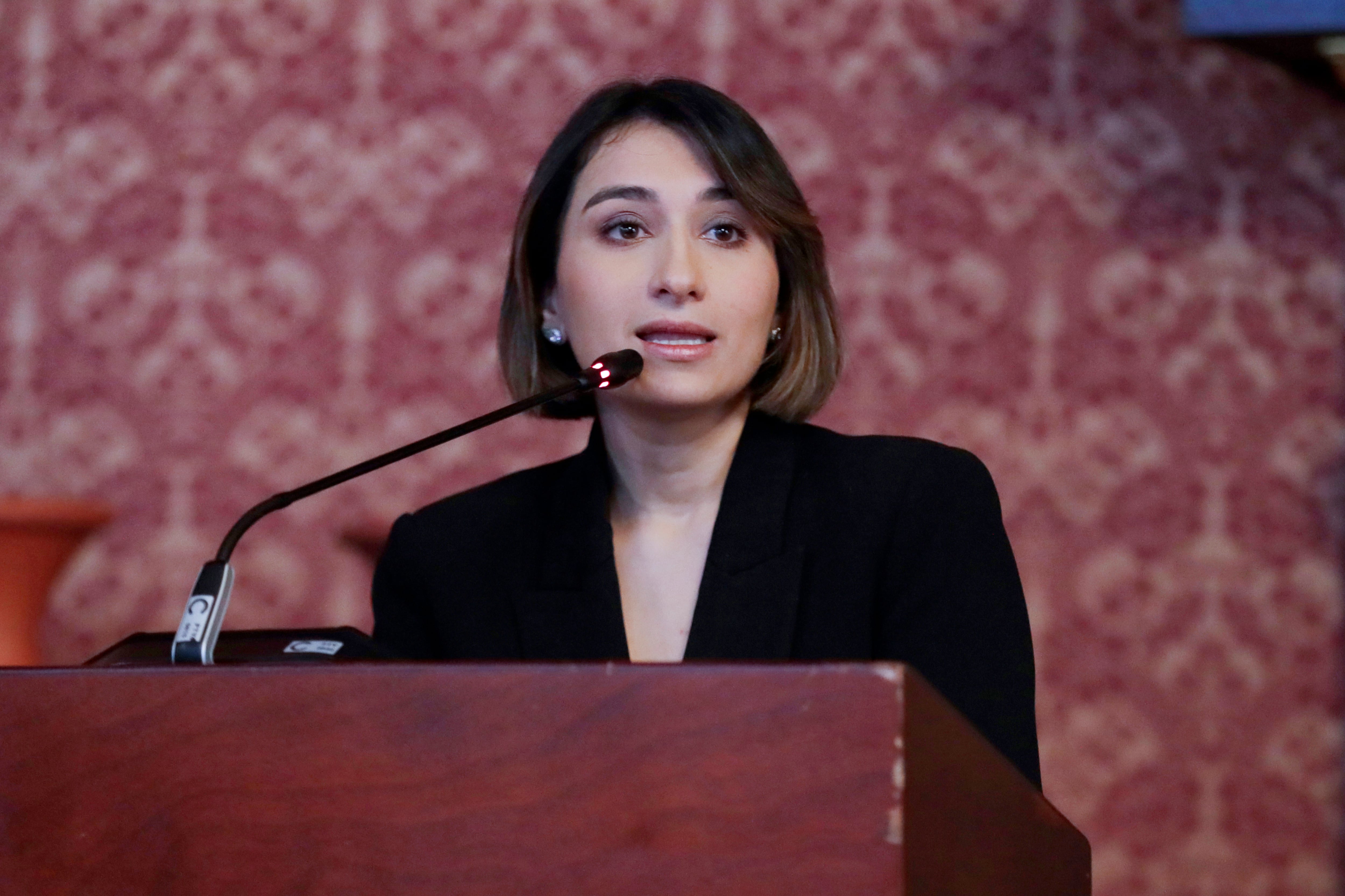 AME494. BOGOTÁ (COLOMBIA), 03/07/2025.- Fotografía de archivo del 27 de marzo de 2025 de la entonces canciller de Colombia, Laura Sarabia, hablando en una rueda de prensa en Bogotá (Colombia). La ministra de Relaciones Exteriores de Colombia, Laura Sarabia, que fue mano derecha del presidente Gustavo Petro, presentó este jueves su renuncia al cargo por diferencias con decisiones del Gobierno. EFE/ Carlos Ortega / ARCHIVO